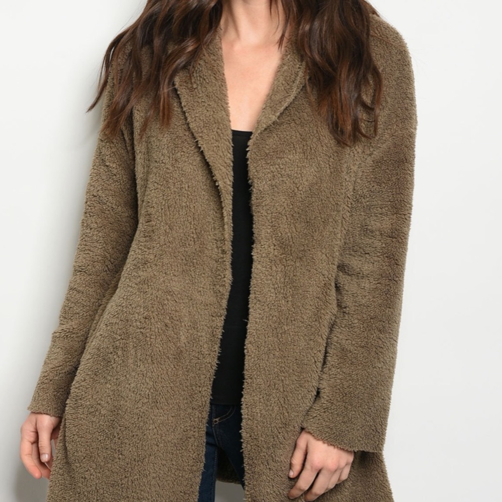 HAILEY MOCHA teddy bear soft Sherpa fleece- Hoodie - Picture 2 of 3